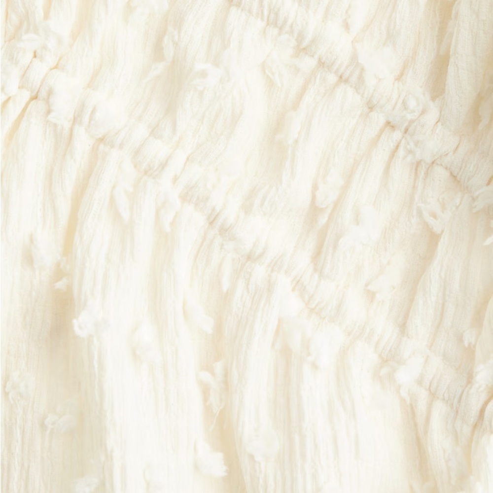 Cream Textured Tie-Front Top - Picture 5 of 7